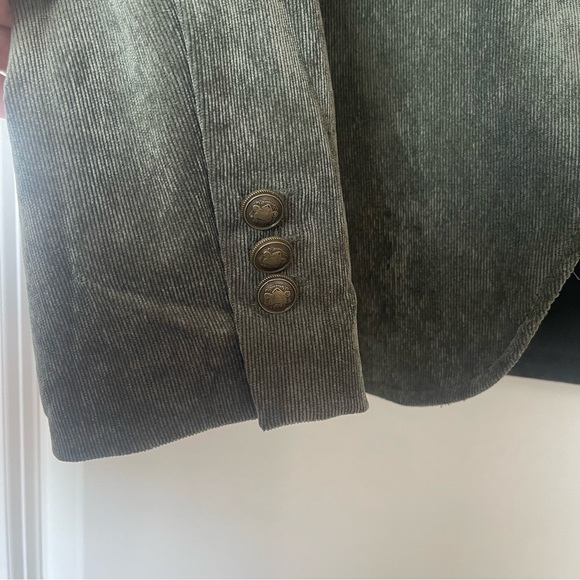 Dressbarn olive green corduroy blazer with pockets size Large western - Picture 4 of 7